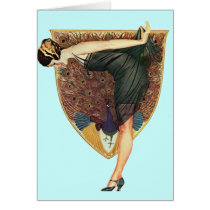 Flapper with Peacock Emblem Greeting Card