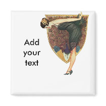 Flapper with Peacock Emblem Refrigerator Magnets
