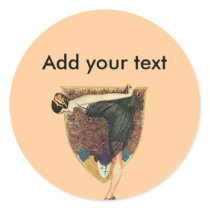 Flapper with Peacock Emblem Round Sticker