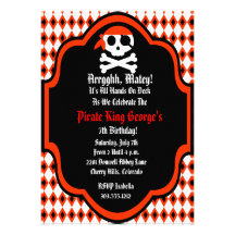 Flashy Pirate Birthday Party Invitation - Red