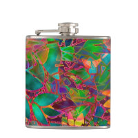 Flask Floral Abstract Stained Glass