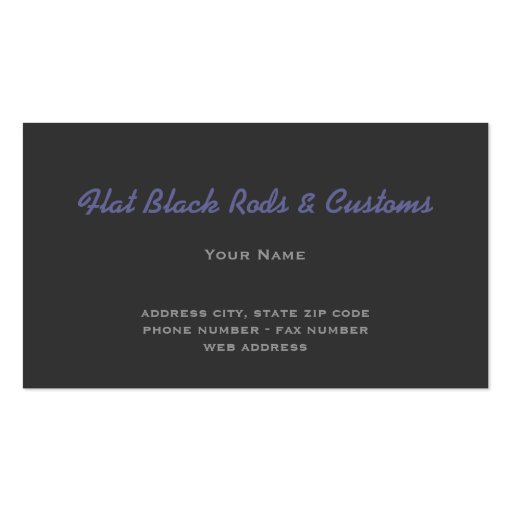 Flat Black Hot Rod Business Card Template (back side)