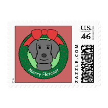 Flat-Coated Retriever Christmas Postage