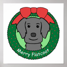 Flat-Coated Retriever Christmas Poster