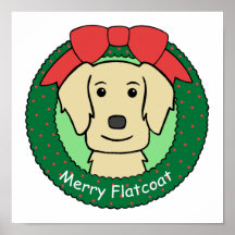 Flat-Coated Retriever Christmas Posters