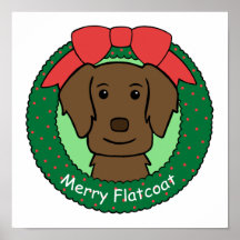 Flat-Coated Retriever Christmas Print