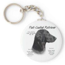 Flat-Coated Retriever History Design Keychain