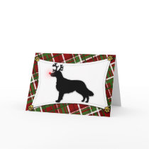 Flat Coated Retriever Reindeer Christmas Card by MenagerieMayhem Flat Coated Retriever Reindeer Christmas Card