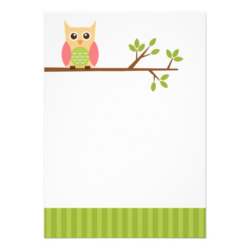 Flat owl note card - cute stationery personalized invitation
