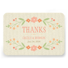 Flat Thank You Card | Country Florals Pink Custom Invitations