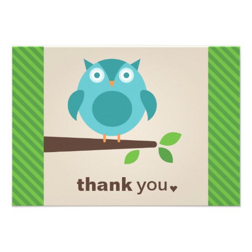 Flat Thank You Note Card | Blue Owl Theme