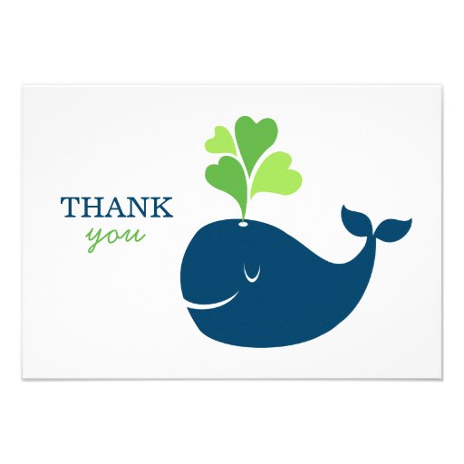 Flat Thank You Notes | Nautical Preppy Whales Card (front side)