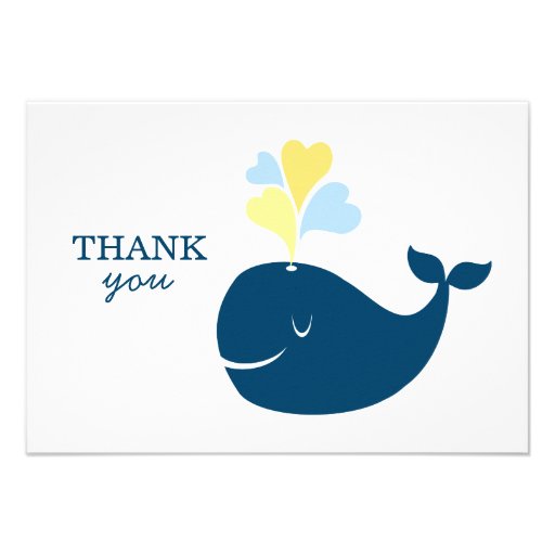 Flat Thank You Notes | Nautical Preppy Whales Card (front side)