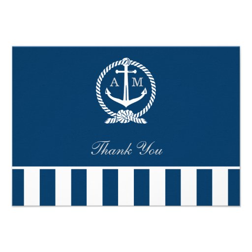 Flat Wedding Thank You Notes | Nautical Stripes Announcement (front side)