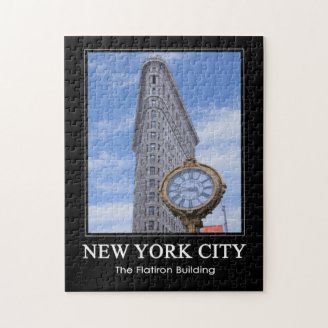 Flatiron Building and Clock 1C Jigsaw Puzzle