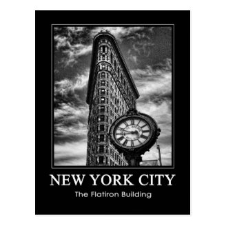 Flatiron Building and Clock in Black and White 1C Post Card