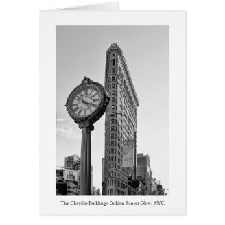 Flatiron Building and Clock in Black and White 2 Greeting Card