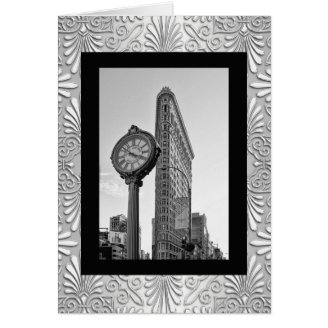 Flatiron Building and Clock in Black and White 2 Cards