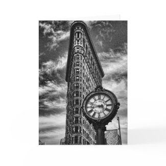 Flatiron Building and Clock in Black and White Charcoal by NYC is My Muse