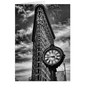 Flatiron Building and Clock in Black and White Greeting Cards