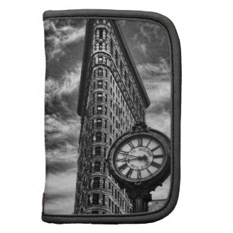 Flatiron Building and Clock in Black and White Folio Planners