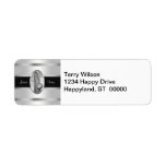 Flatiron Building BW 01  White Silver Custom Return Address Labels