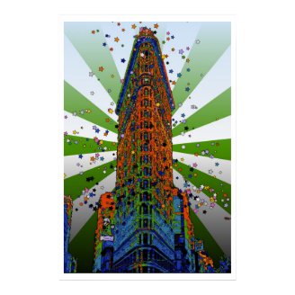 Flatiron Building - Green & White Rays Print