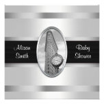 Flatiron Building Invite White Silver BW Baby Show