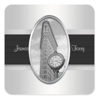 Flatiron Building White Gold BW Square Stickers