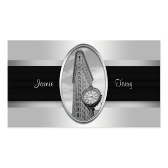 Flatiron Building White Silver BW Enclosure Card Business Card Template