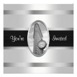 Flatiron Building White Silver BW Party Invite