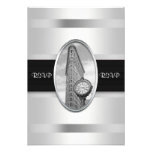 Flatiron Building  White Silver BW RSVP 2 Personalized Invitation
