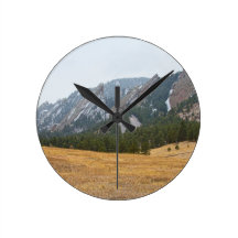 Flatirons Boulder Colorado Winter View Wall Clock