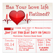 Flatlined Heart Graph Anti-Valentine's Day Invite