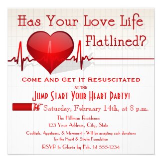 Flatlined Heart Graph Anti-Valentine's Day Invite