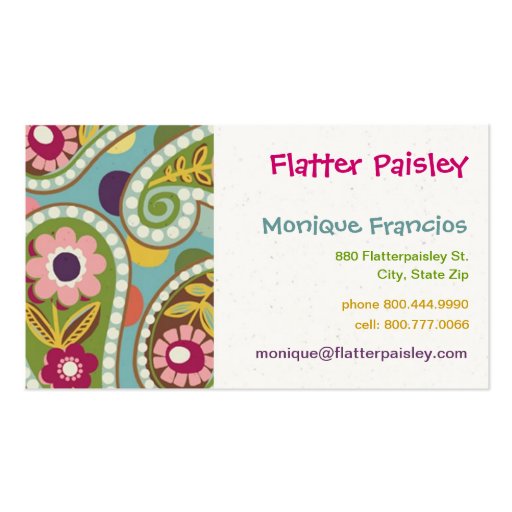 Flatter Paisley - Aqua - Business Card (front side)