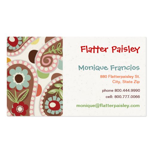 Flatter Paisley -Pink - Business Card (front side)