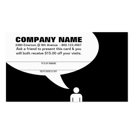 flattery is a referral business card (back side)