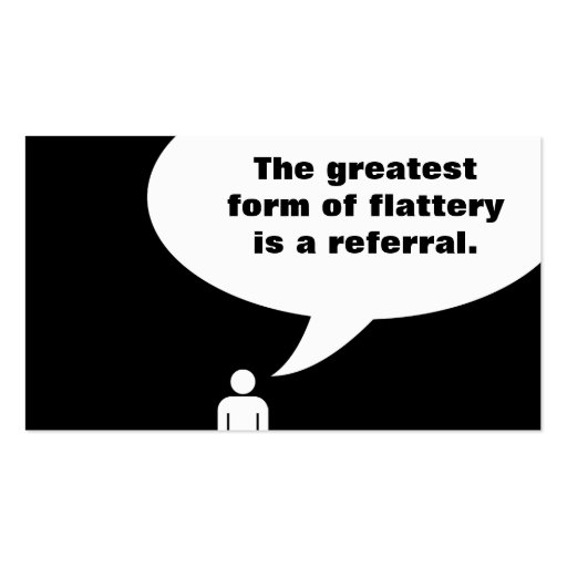 flattery is a referral business card (front side)