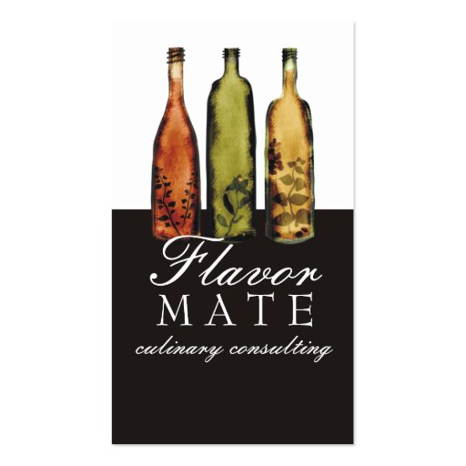 flavored vinegars bottles cooking culinary busi... business card template (front side)