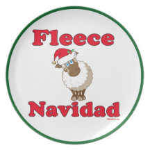 Fleece Navidad: Kitchen: Plate/Green Border