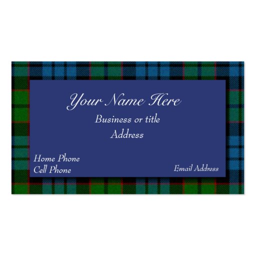 Fletcher Scottish Tartan Plaid Business Card (front side)