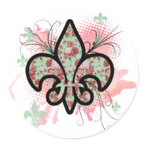 fleur de leis round sticker