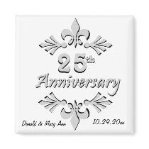 Fleur De Lis 25th Anniversary Party Favors Magnets