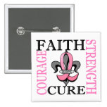 Fleur De Lis 3 Breast Cancer Button