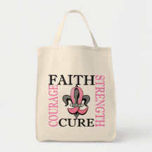 Fleur De Lis 3 Breast Cancer Canvas Bag