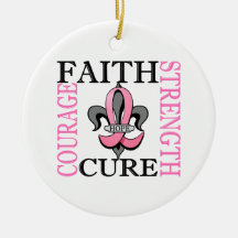 Fleur De Lis 3 Breast Cancer Christmas Ornaments