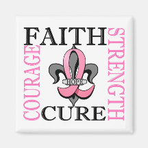 Fleur De Lis 3 Breast Cancer Fridge Magnets