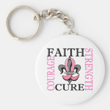 Fleur De Lis 3 Breast Cancer Keychain