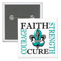 Fleur De Lis 3 Ovarian Cancer Buttons